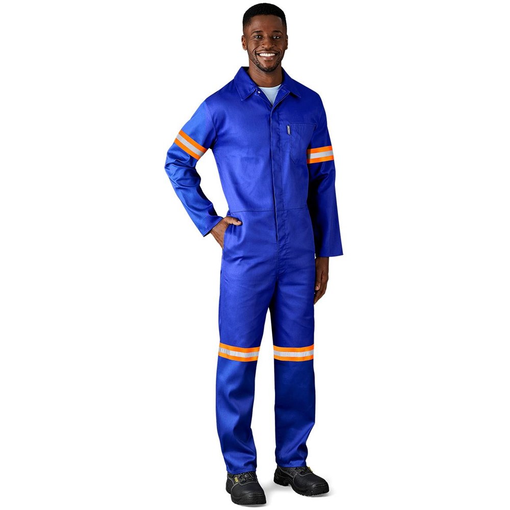 Safety Polycotton Boiler Suit - Reflective Arms & Legs - Orange Tape - Image 3