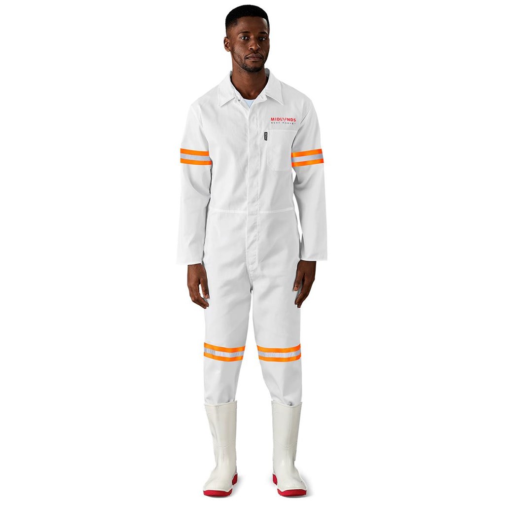 Safety Polycotton Boiler Suit - Reflective Arms & Legs - Orange Tape - Image 4