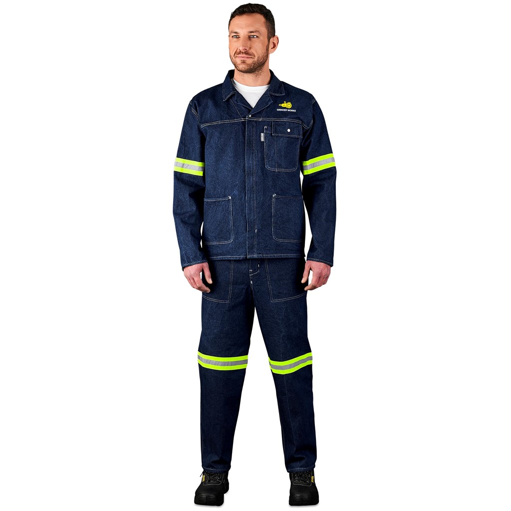 Cast Premium 100% Cotton Denim Pants - Reflective Legs - Yellow Tape - Image 2