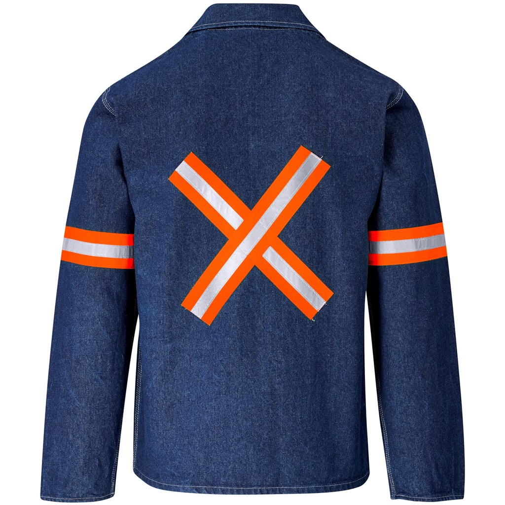 Cast Premium 100% Cotton Denim Jacket - Reflective Arms & Back - Orange Tape - Image 10