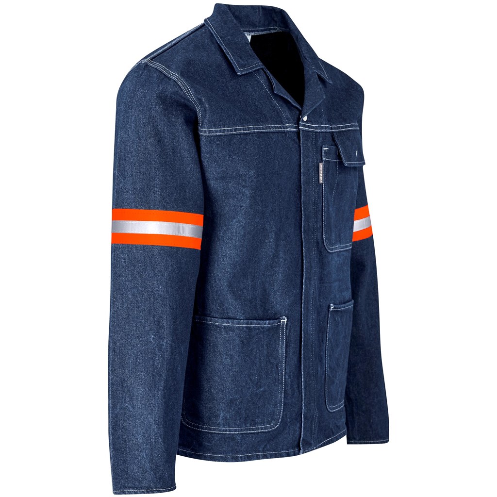 Cast Premium 100% Cotton Denim Jacket - Reflective Arms & Back - Orange Tape - Image 9