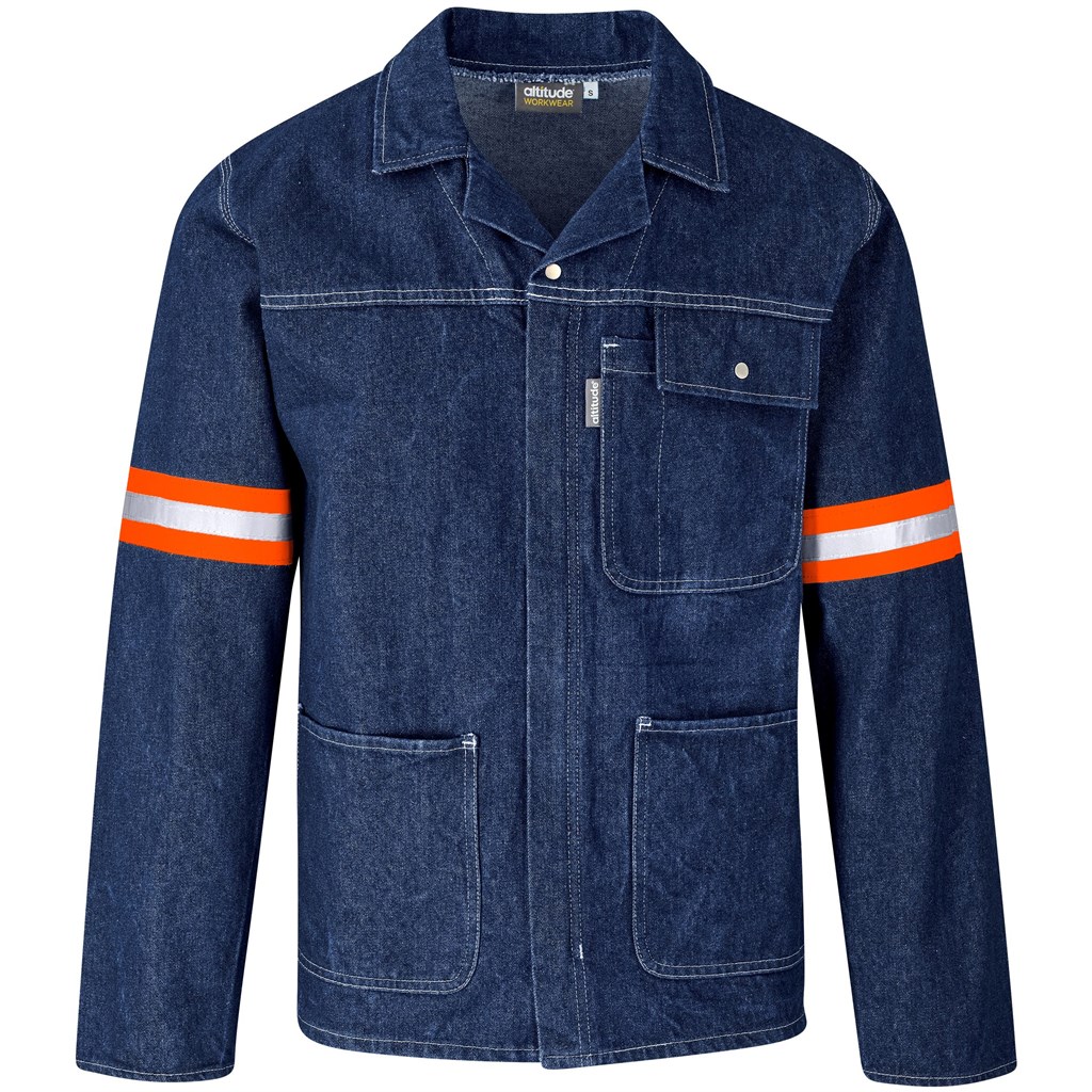 Cast Premium 100% Cotton Denim Jacket - Reflective Arms & Back - Orange Tape - Image 8