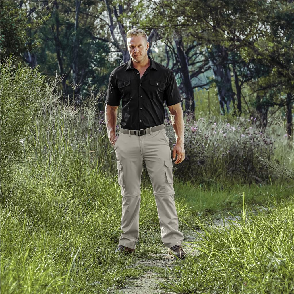 Mens Cargo Zip Off Pants - Stone - Image 10