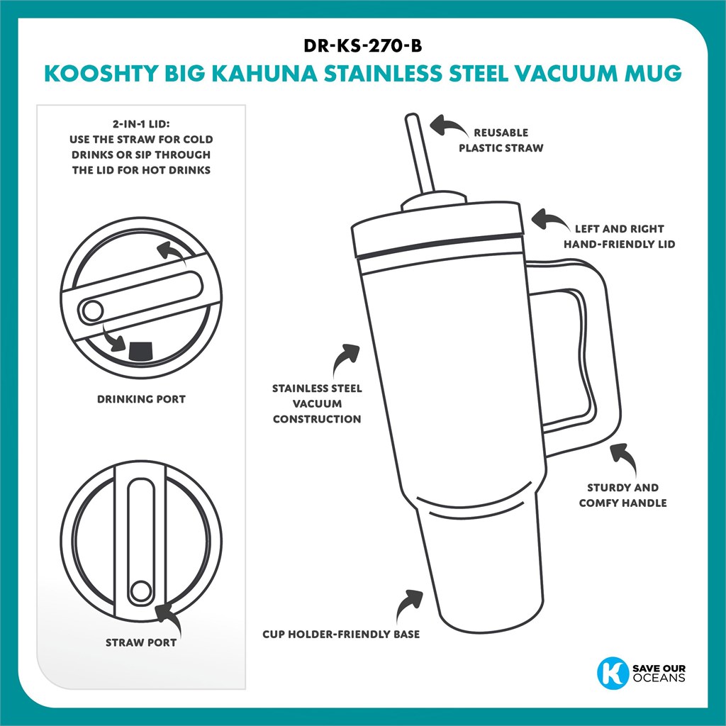 Kooshty Big Kahuna Stainless Steel Vacuum Mug – 1.2 Litre - Image 4
