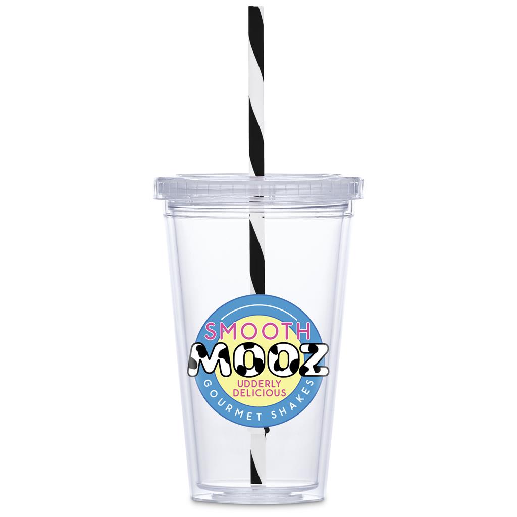 Malibu Double-Wall Plastic Tumbler & Straw - 470ml - Image 3