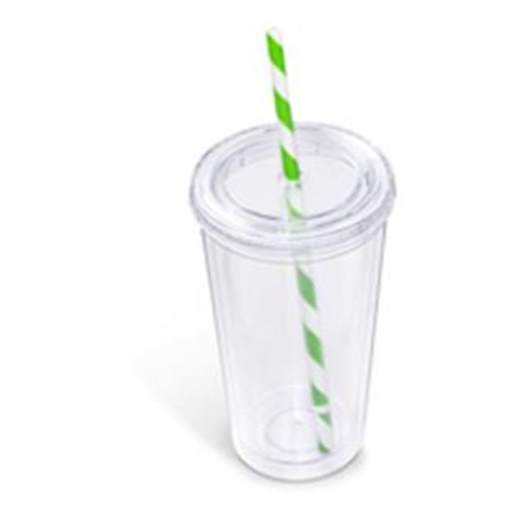 Malibu Double-Wall Plastic Tumbler & Straw - 470ml - Image 6