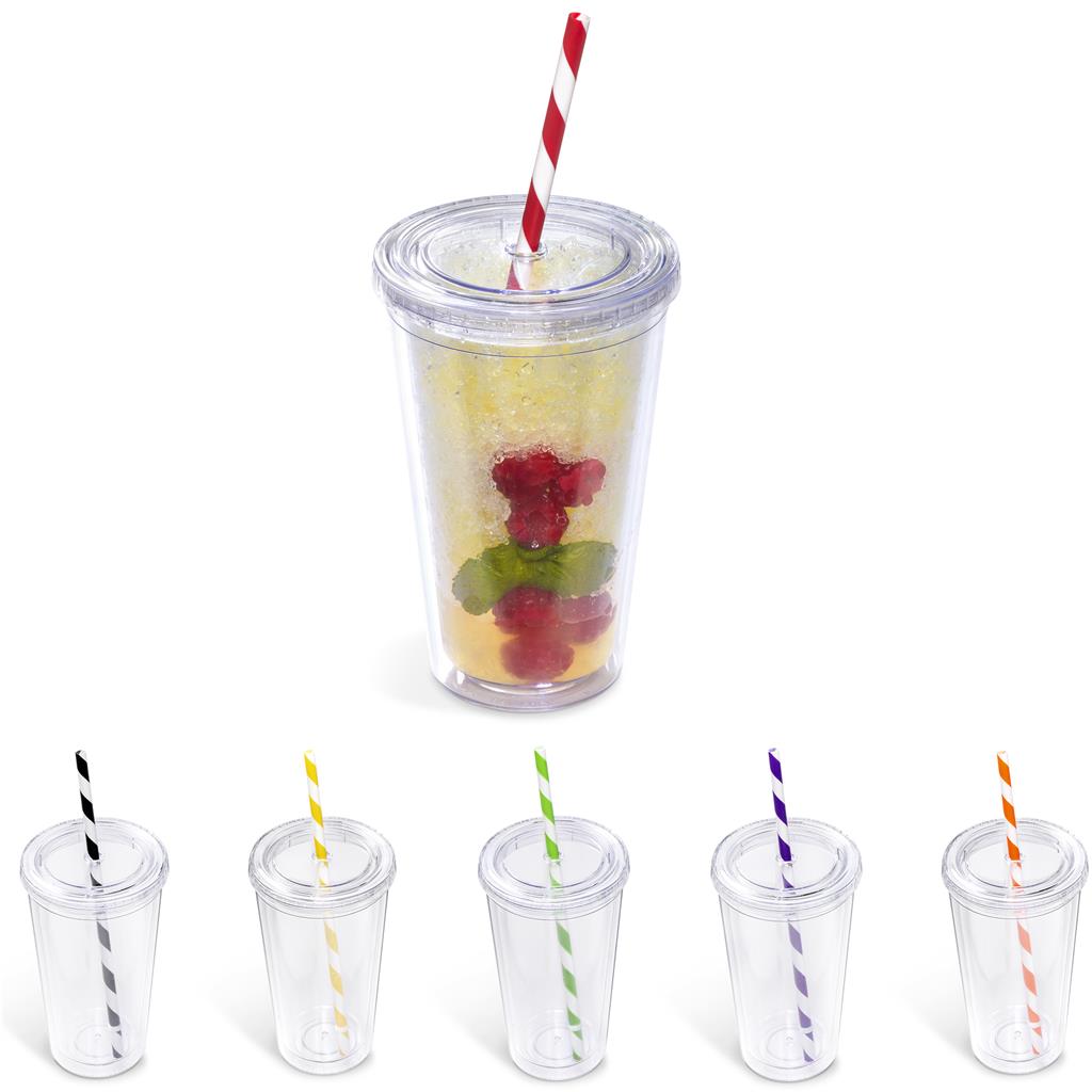 Malibu Double-Wall Plastic Tumbler & Straw - 470ml - Image 2