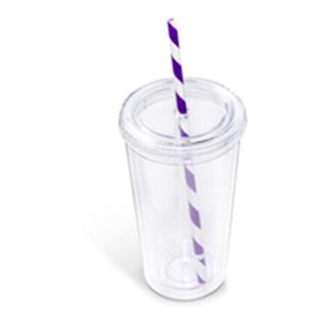 Malibu Double-Wall Plastic Tumbler & Straw - 470ml - Image 10