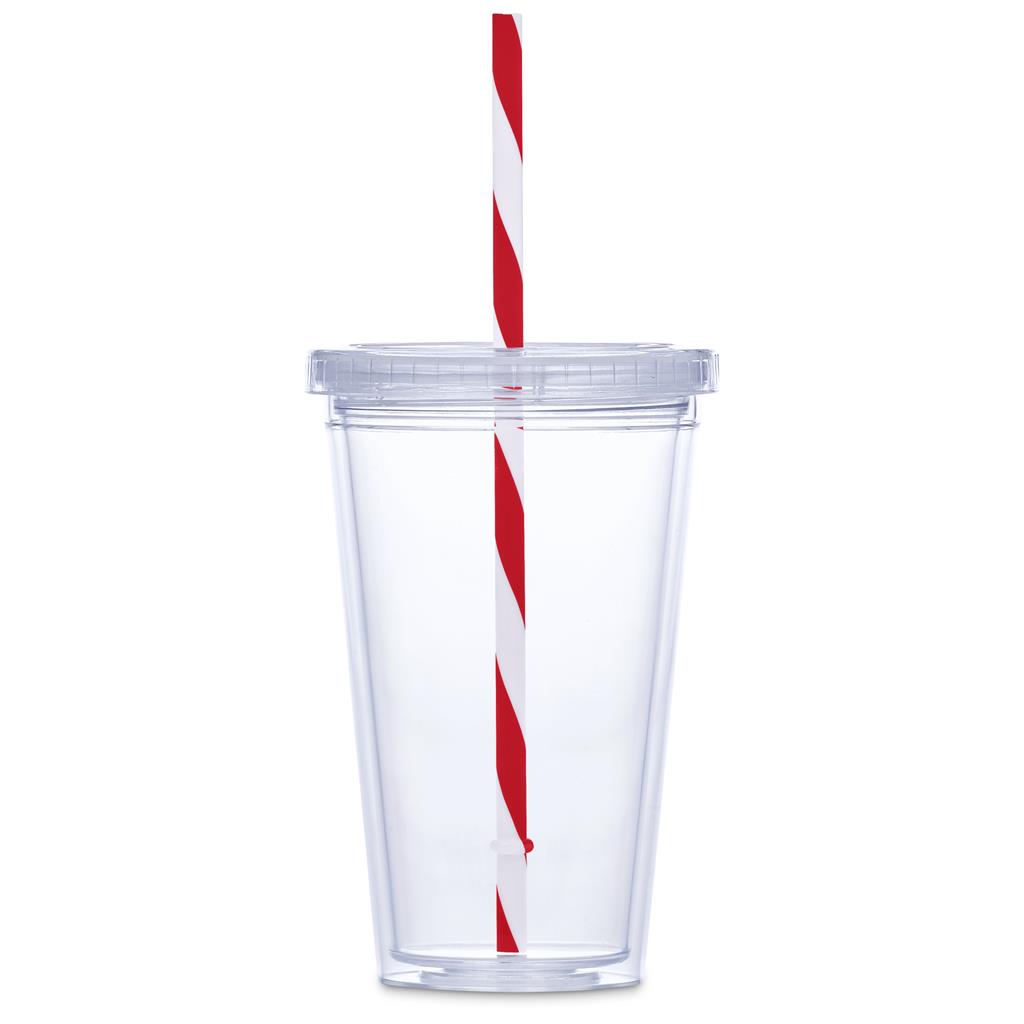Malibu Double-Wall Plastic Tumbler & Straw - 470ml - Image 12