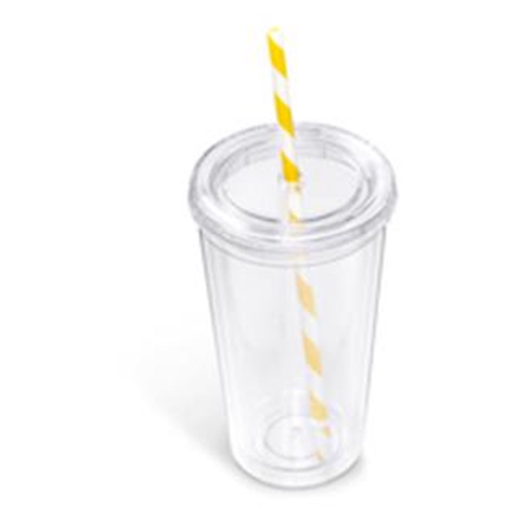 Malibu Double-Wall Plastic Tumbler & Straw - 470ml - Image 14