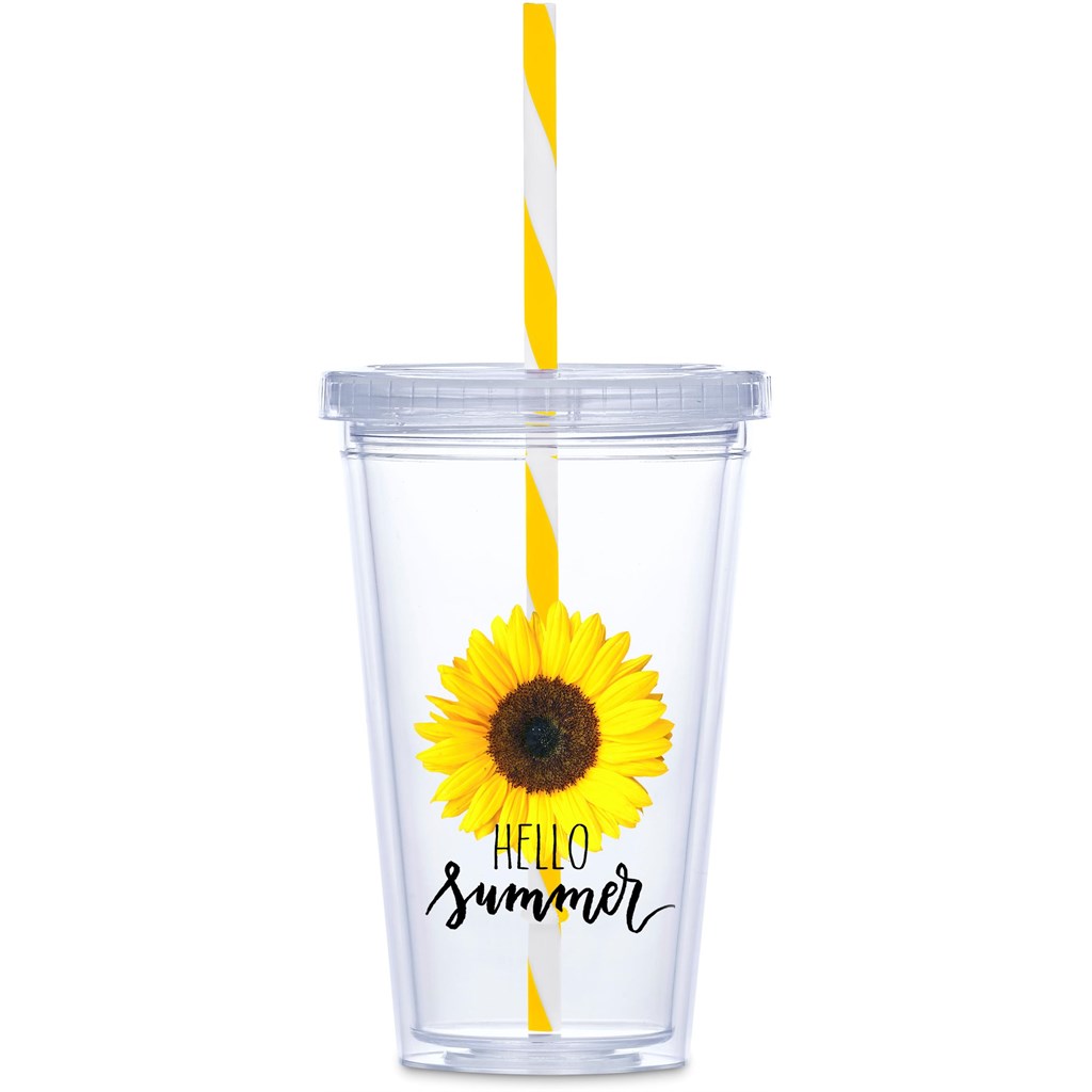 Malibu Double-Wall Plastic Tumbler & Straw - 470ml - Image 13