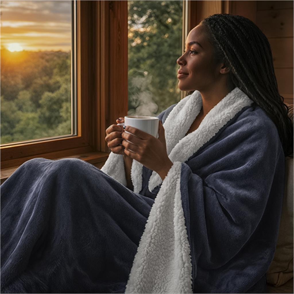 Serendipio Glacial Sherpa Fleece Blanket - Image 2