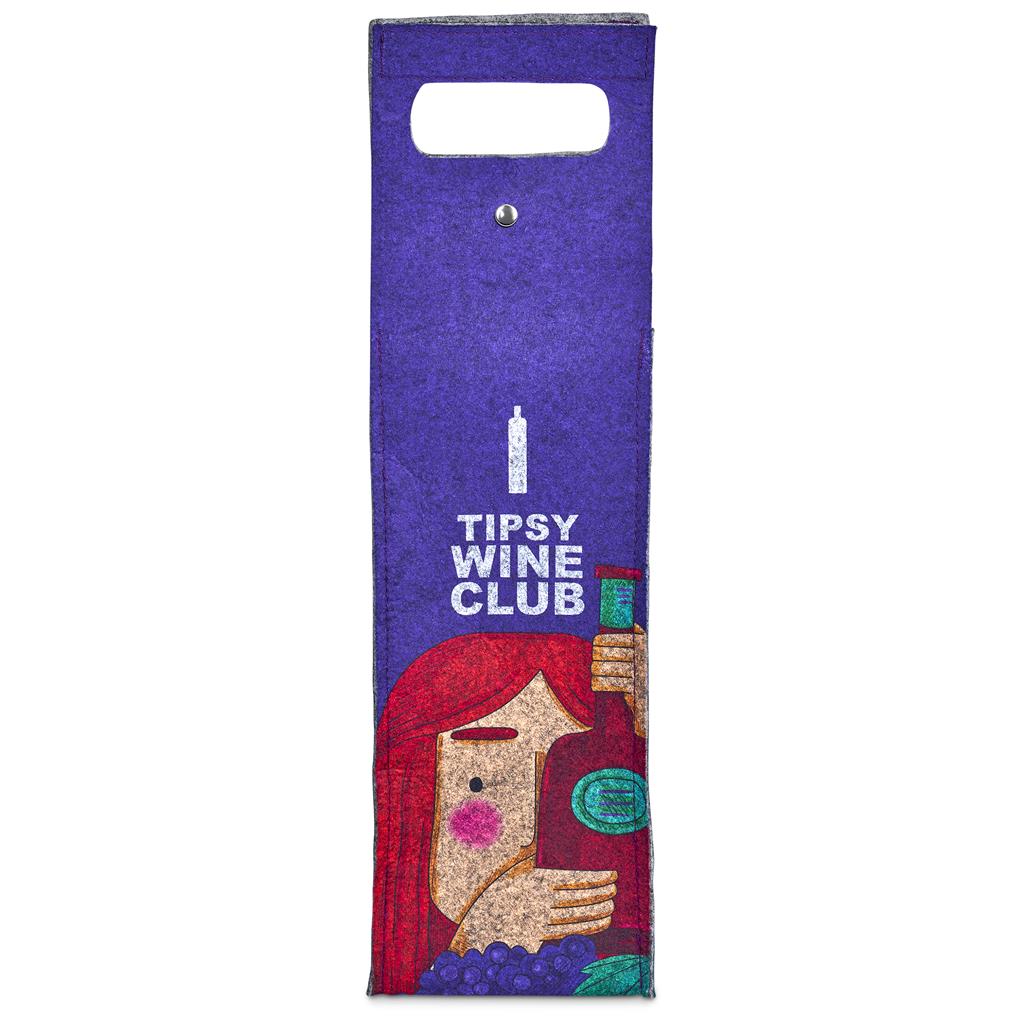 Hoppla Velto RPET Felt Single Wine Bottle Carrier - Image 2