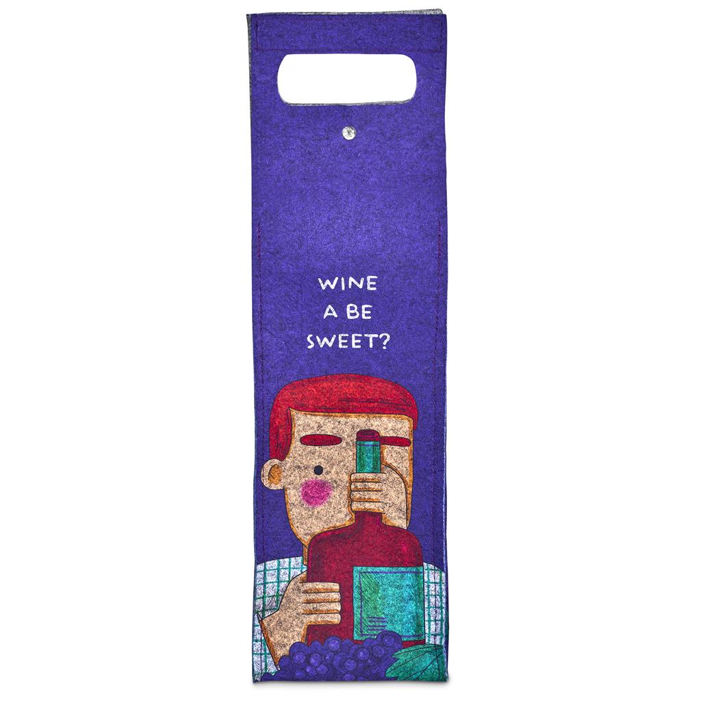 Hoppla Velto RPET Felt Single Wine Bottle Carrier - Image 4
