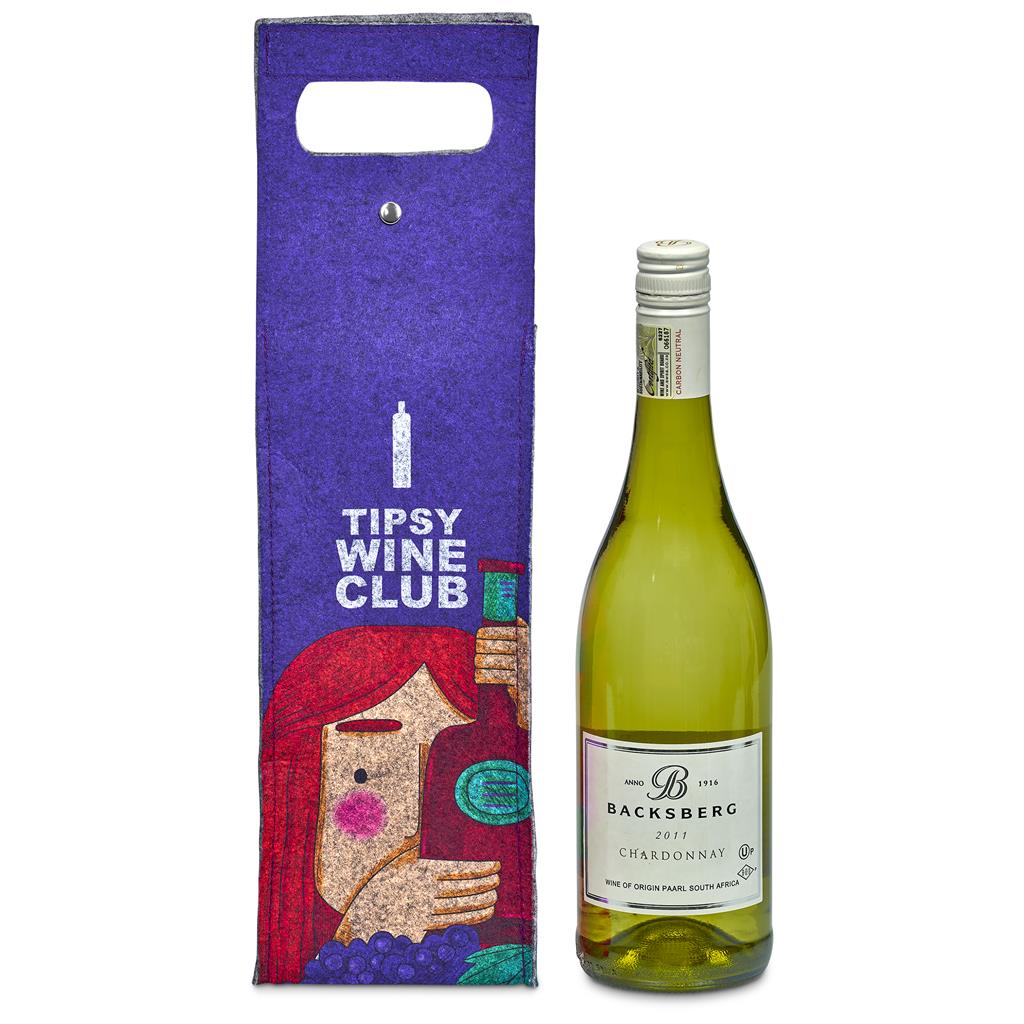 Hoppla Velto RPET Felt Single Wine Bottle Carrier - Image 5