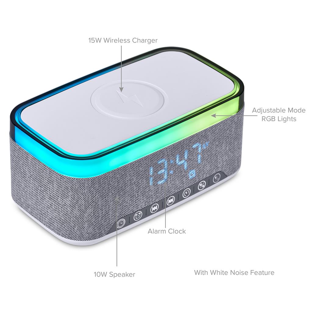 Serendipio Cumberland 10W Bluetooth Speaker Wireless Charger & Clock - Image 4