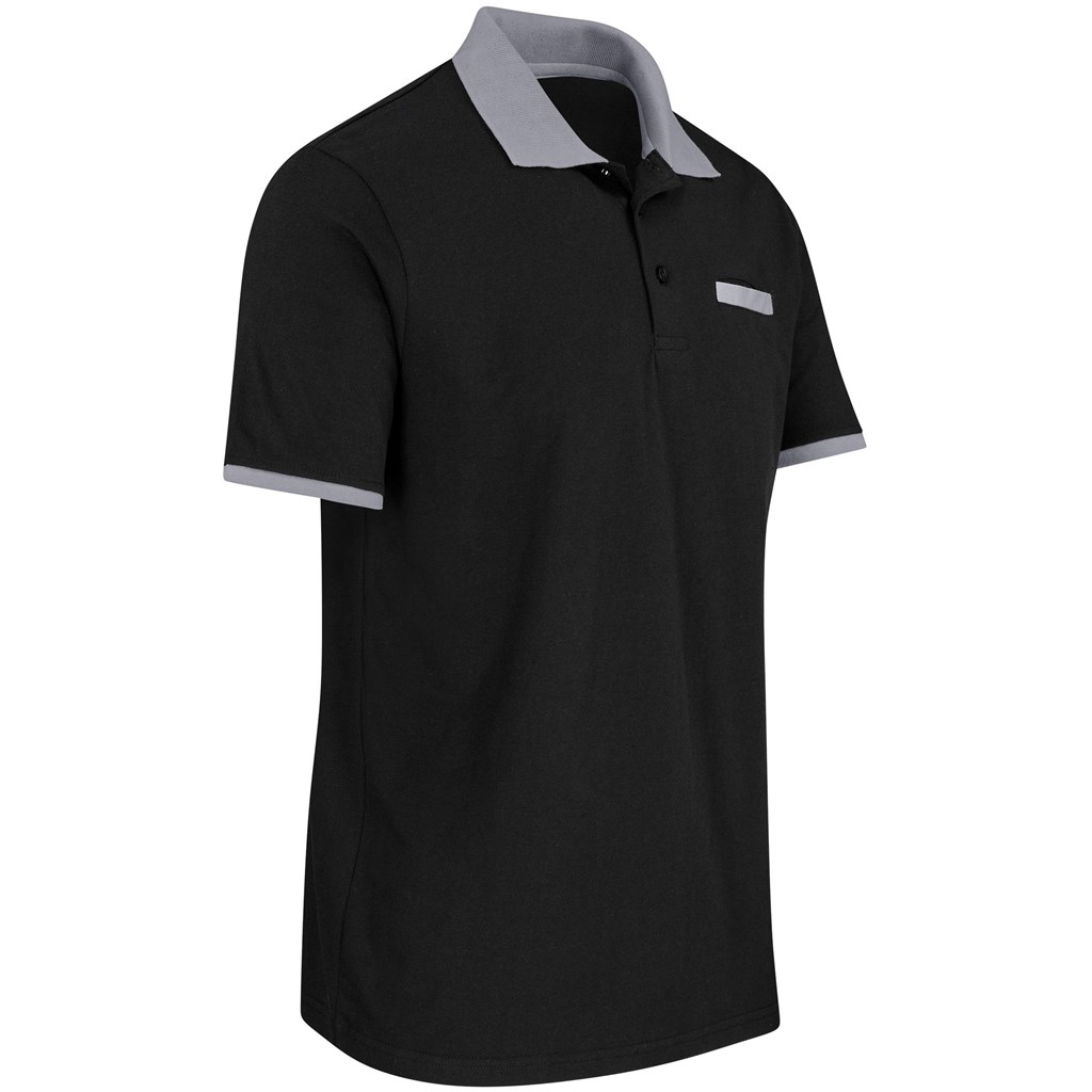 Mens Caliber Golf Shirt - Black Grey - Image 2