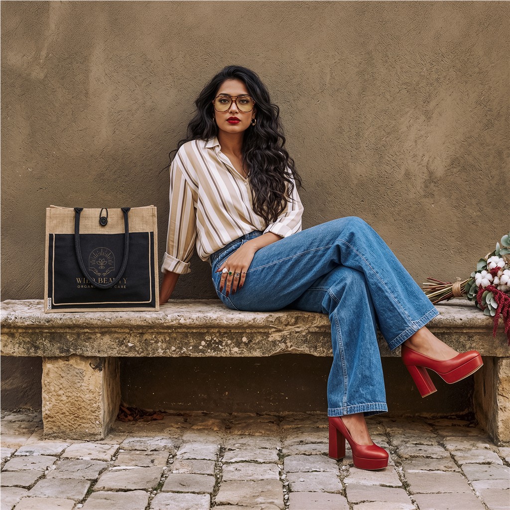 Okiyo Umi Jute & Cotton Tote - Image 4
