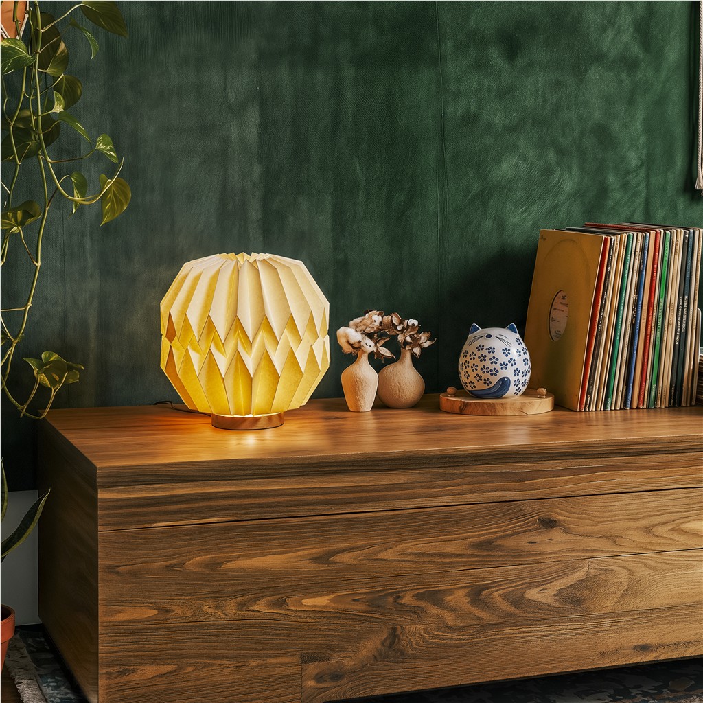 Okiyo Kosuke Wood & Paper LED Lamp - Image 6