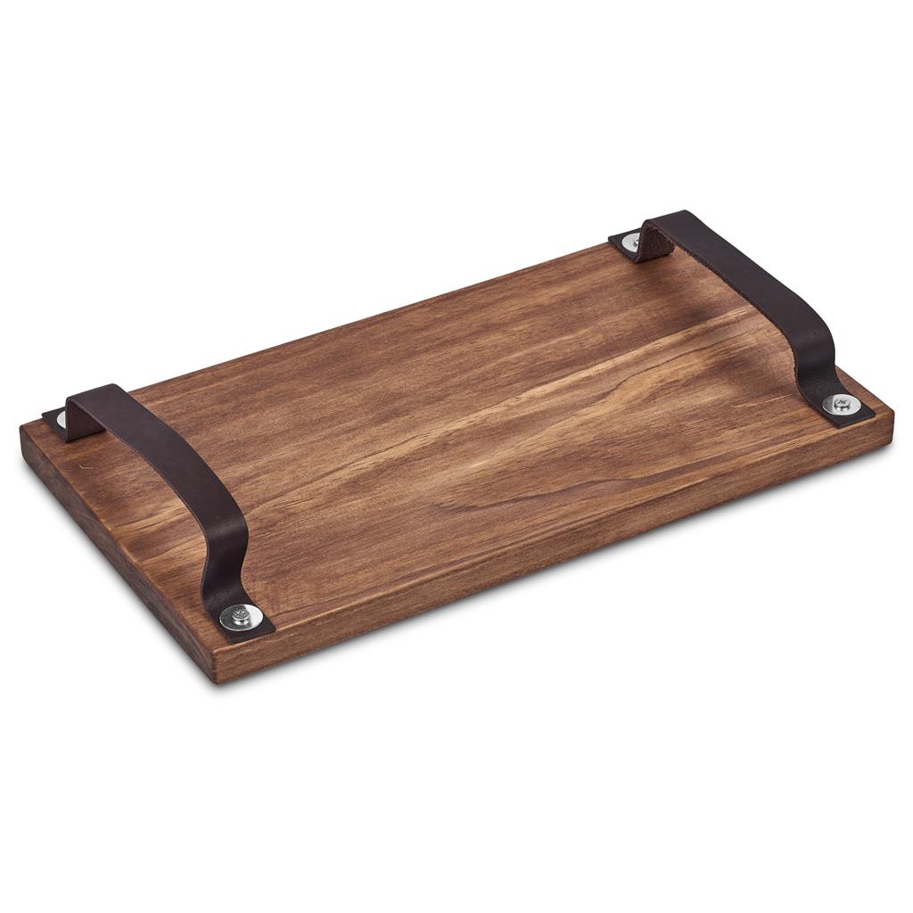 Serendipio Large Farm Style Wooden Tray with Leather Straps - Image 2