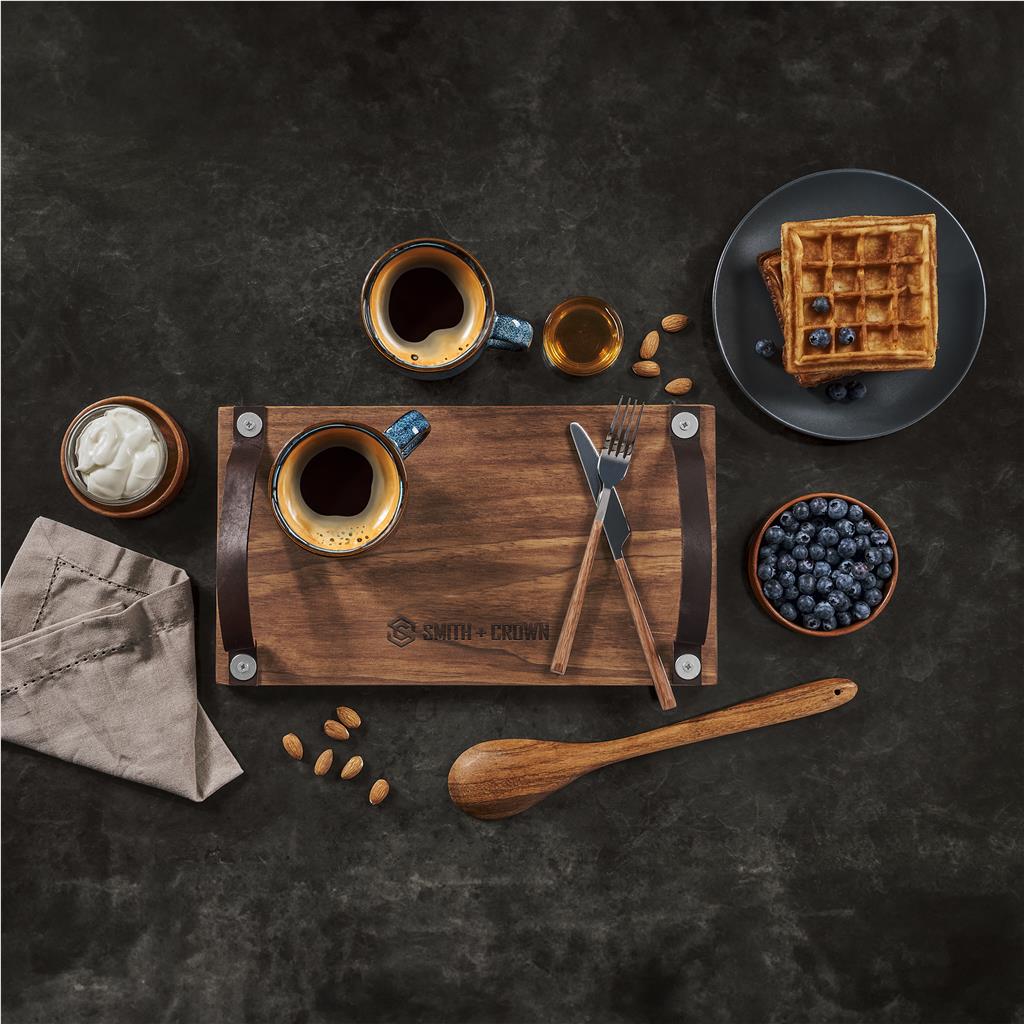 Serendipio Large Farm Style Wooden Tray with Leather Straps - Image 7